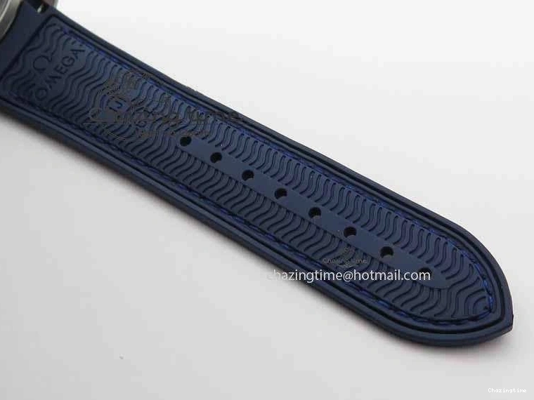 0129 EyeCatching Planet Ocean Master Chronometer SS OM 1:1 Best Edition Blue Dial On Leather Strap A 8176